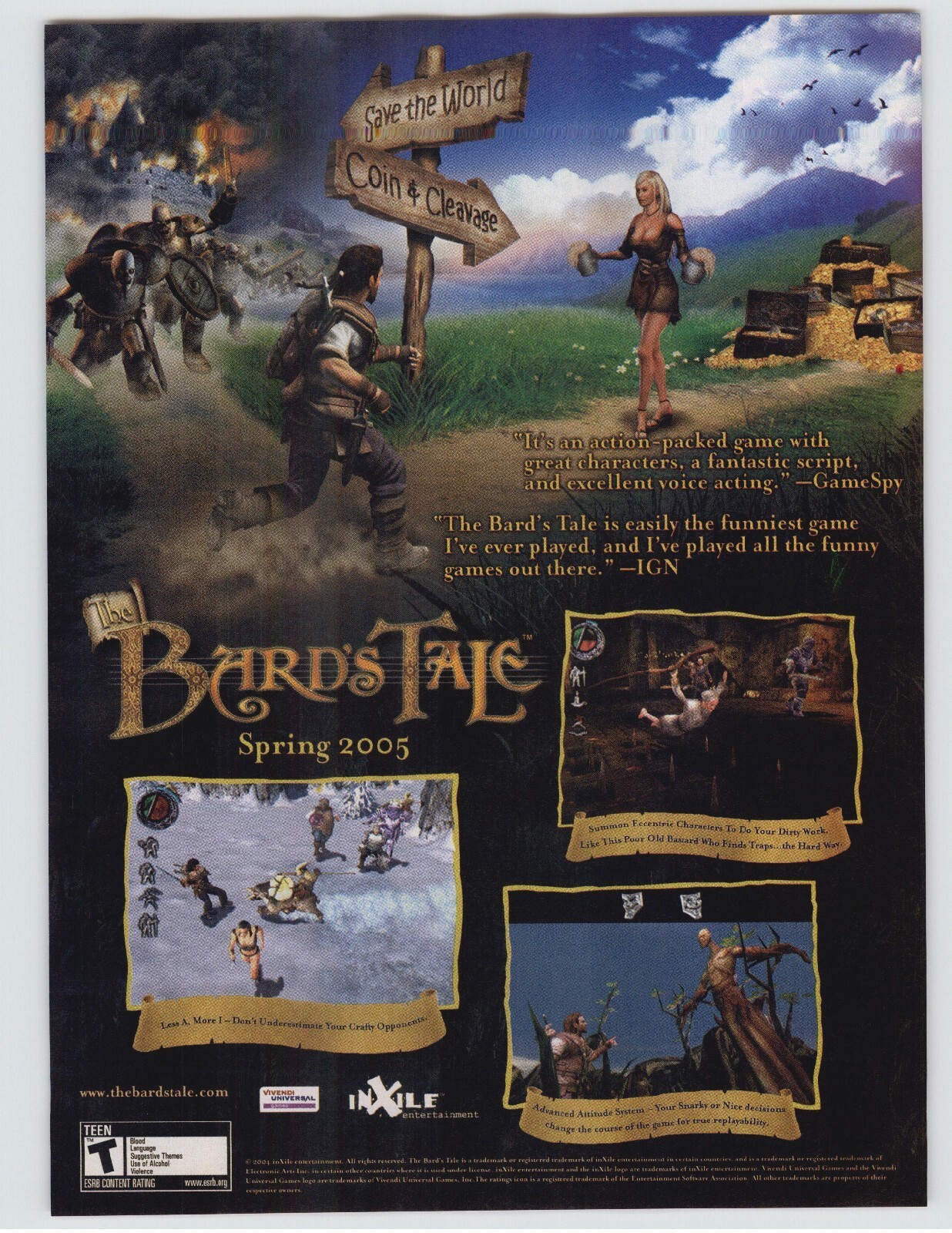 The Bard's Tale PS2 Playstation 2 Xbox PC 2004 Vintage Video Game Poster Ad Art