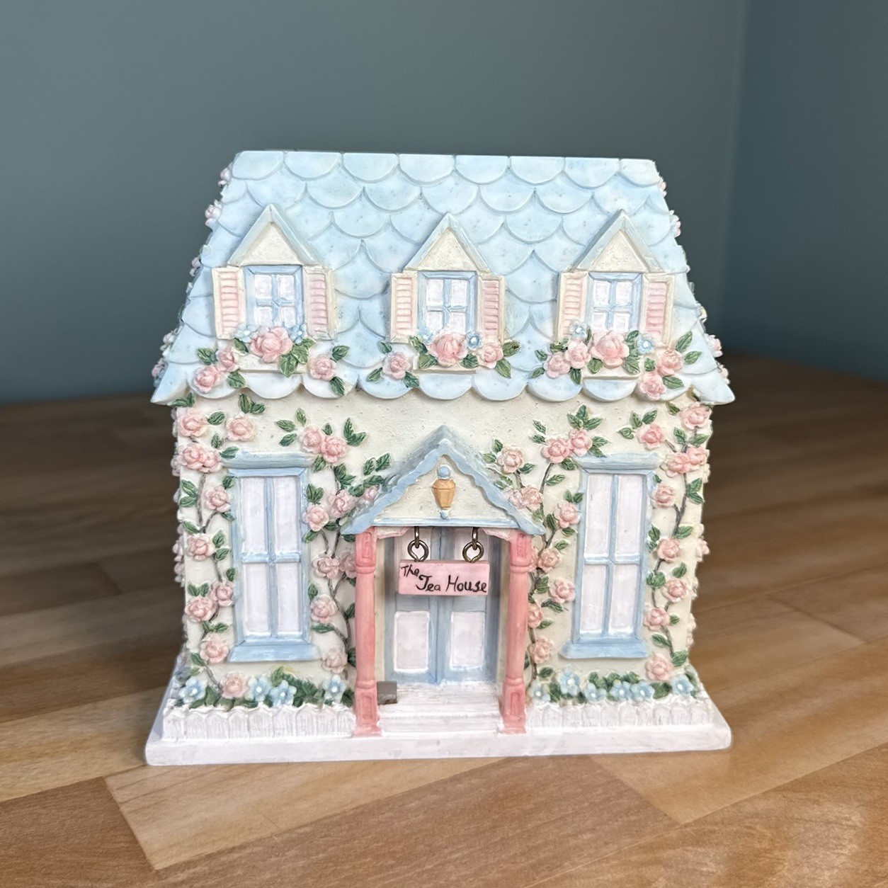 VTG Pfaltzgraff TEA HOUSE Rose Cottage Resin Napkin Holder Cottagecore Pink Blue
