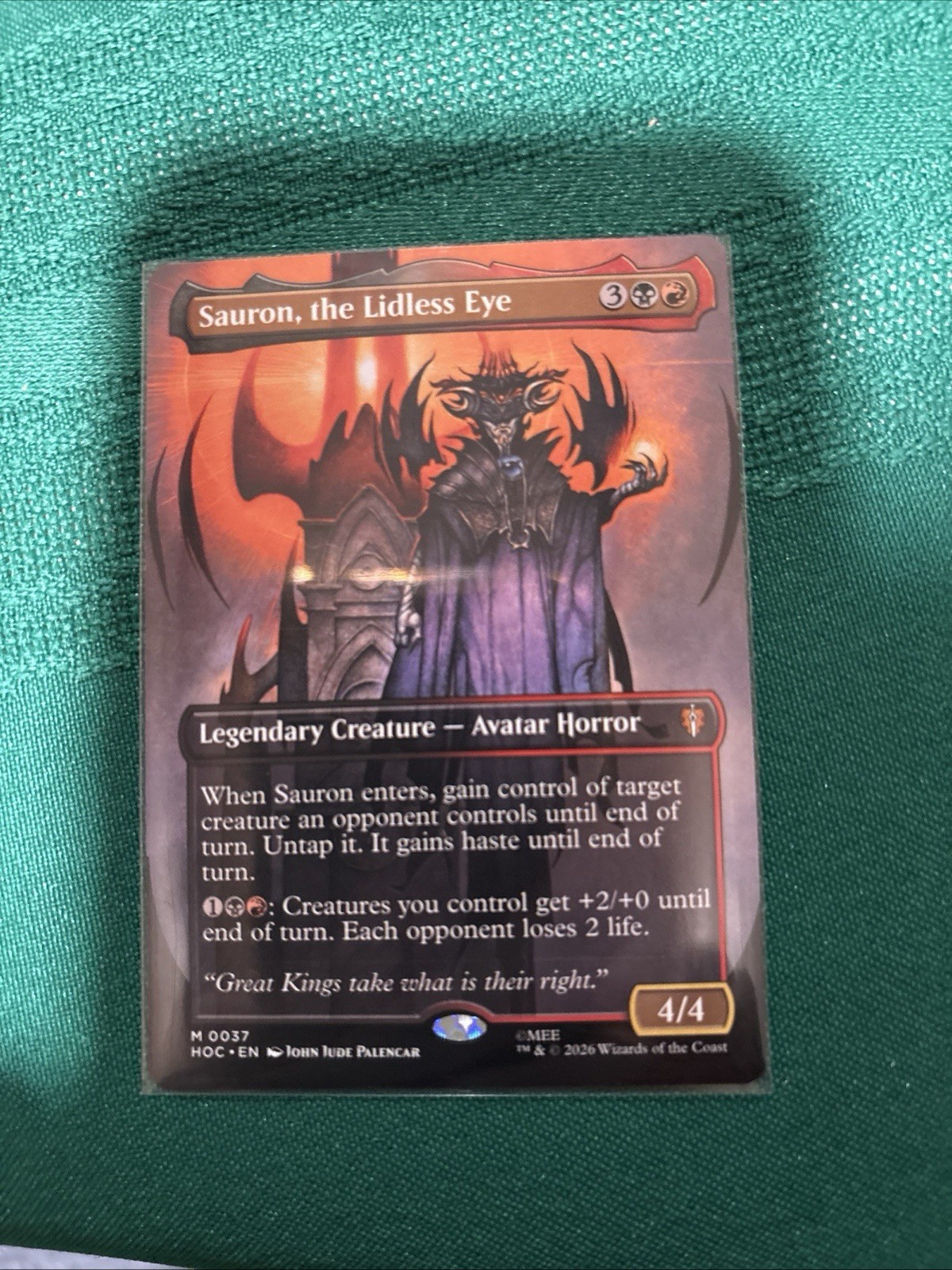 MTG- The Hobbit Borderless Sauron, The Lidless Eye Card no. M 0037