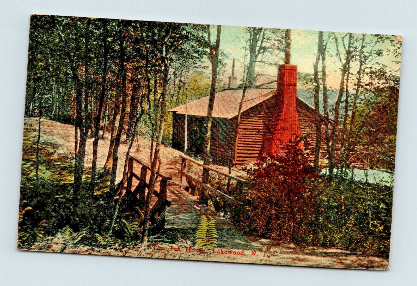 LAKEWOOD N.J. NICE OLD VIEW OF THE TEA HOUSE  (D-58-2)