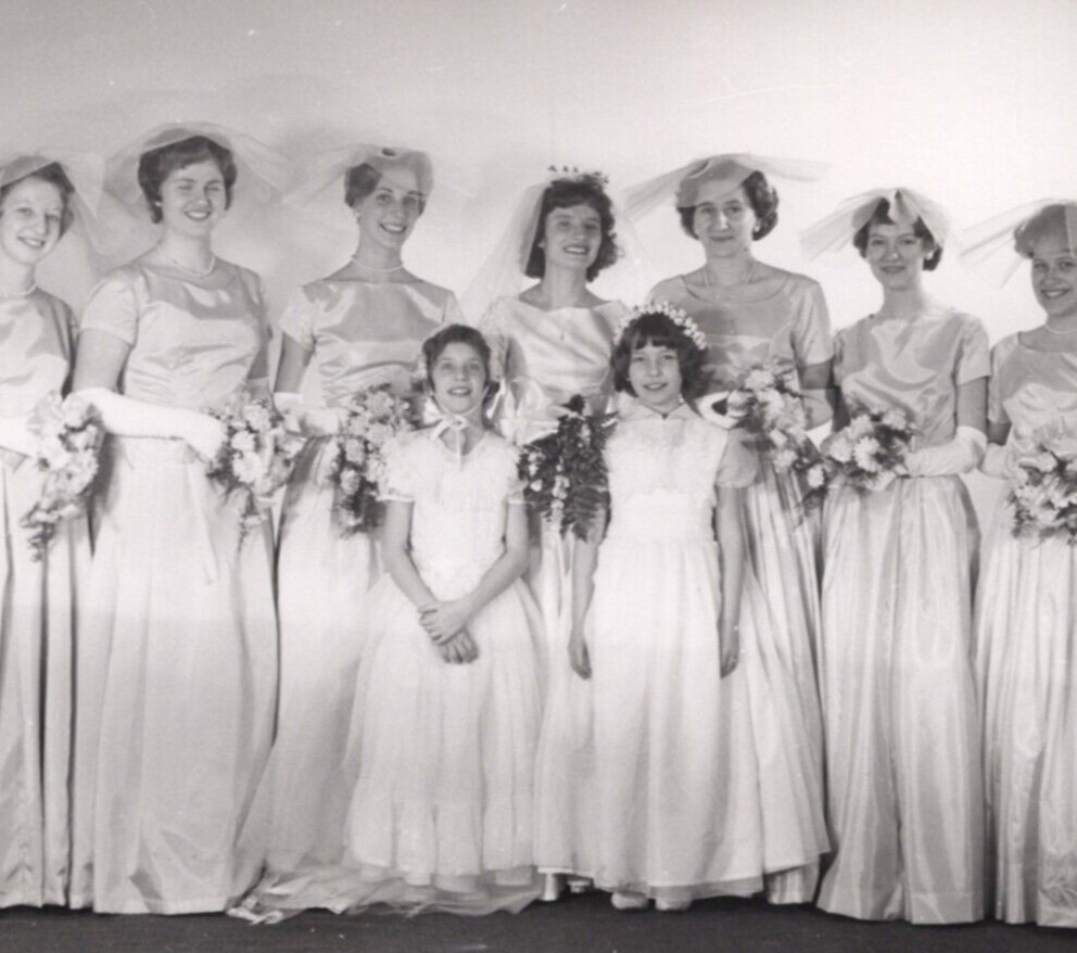Wedding Party Women Unknown Location RPPC Real Photo Postcard