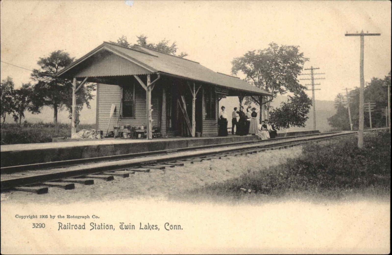 TWIN LAKES CONNECTICUT CT Railroad Train Station Depot Antique Postcard