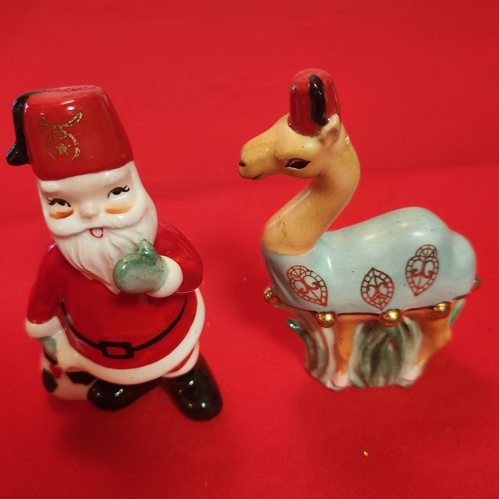 Very RARE Vintage Shriner Christmas Salt and Pepper Shakers