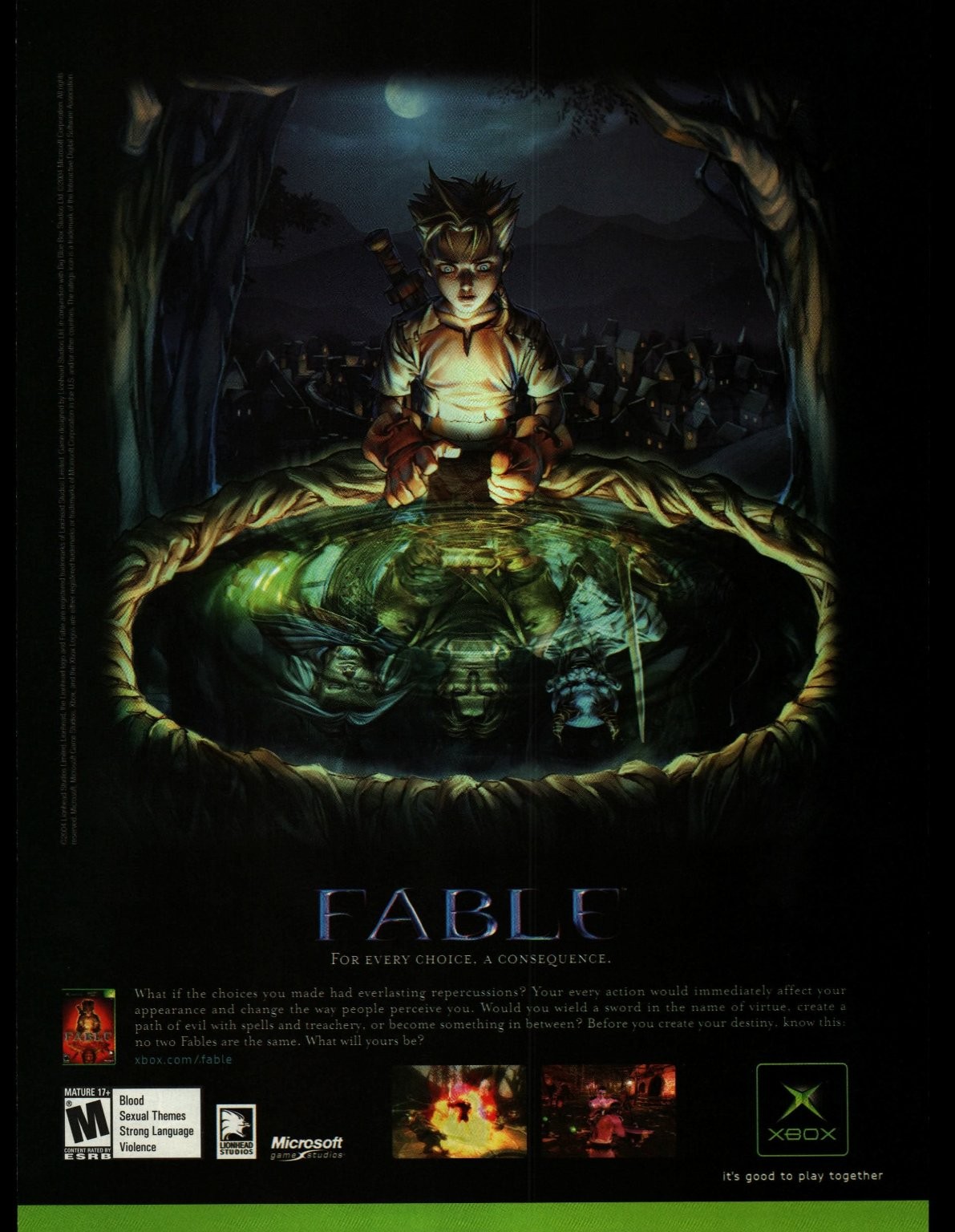 Fable Microsoft Original Xbox RPG Magazine Ad Full Page Dark Gaming 2004