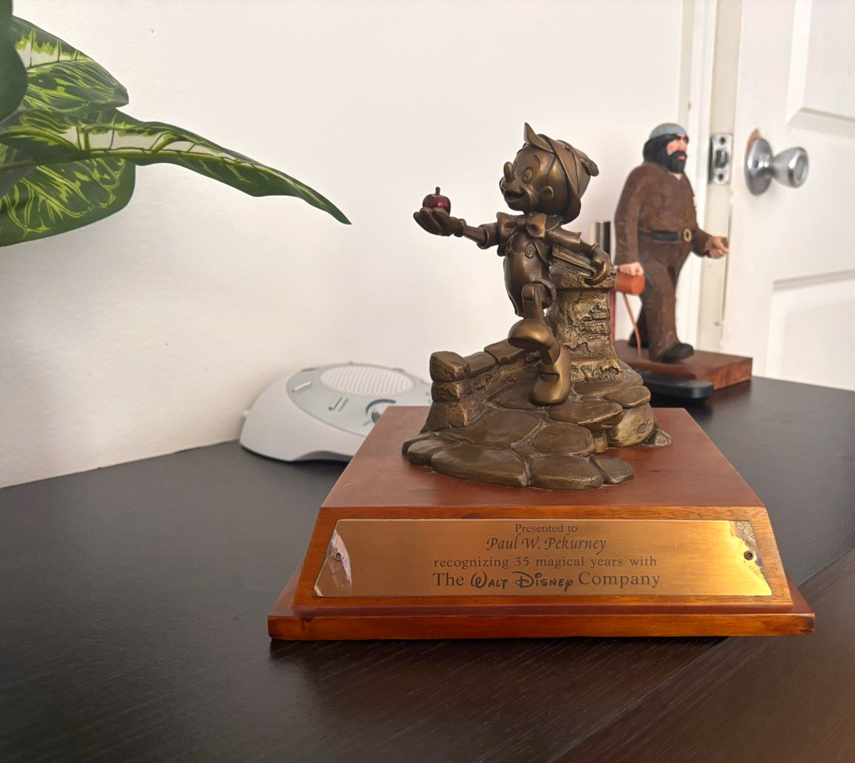 Walt Disney Company Cast member bronze 35 years service award, Pinocchio