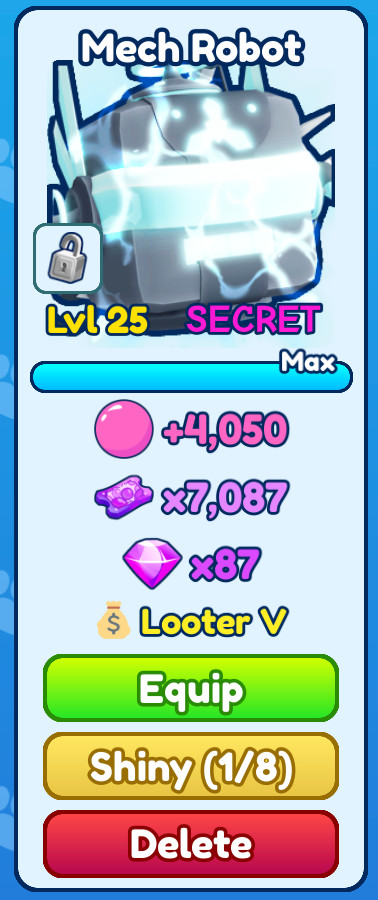 Mech Robot Bubble Gum Simulator Infinity secret pet cheap