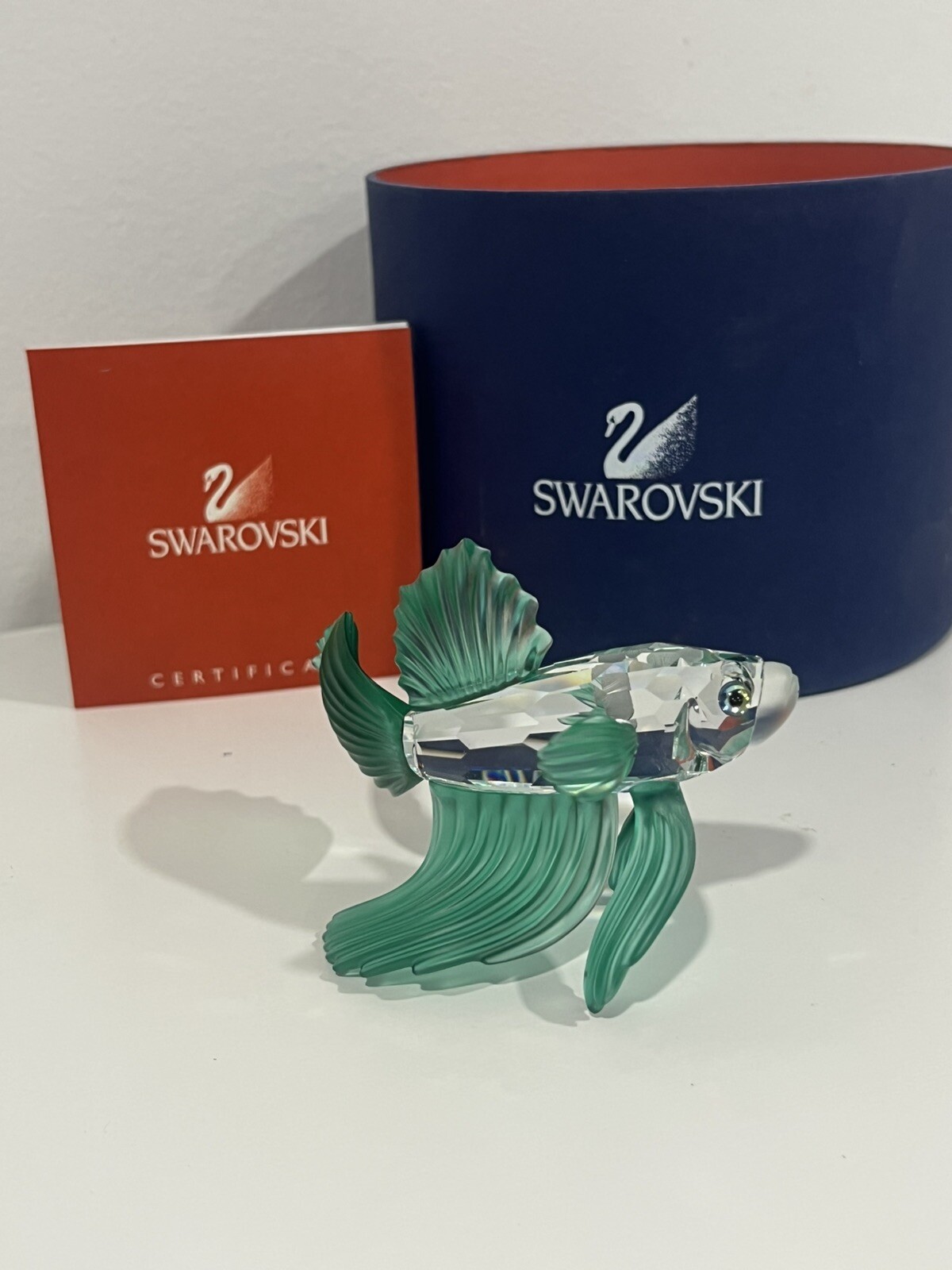 Swarovski Crystal Siamese Fighting Fish Green BNIB With Certificate