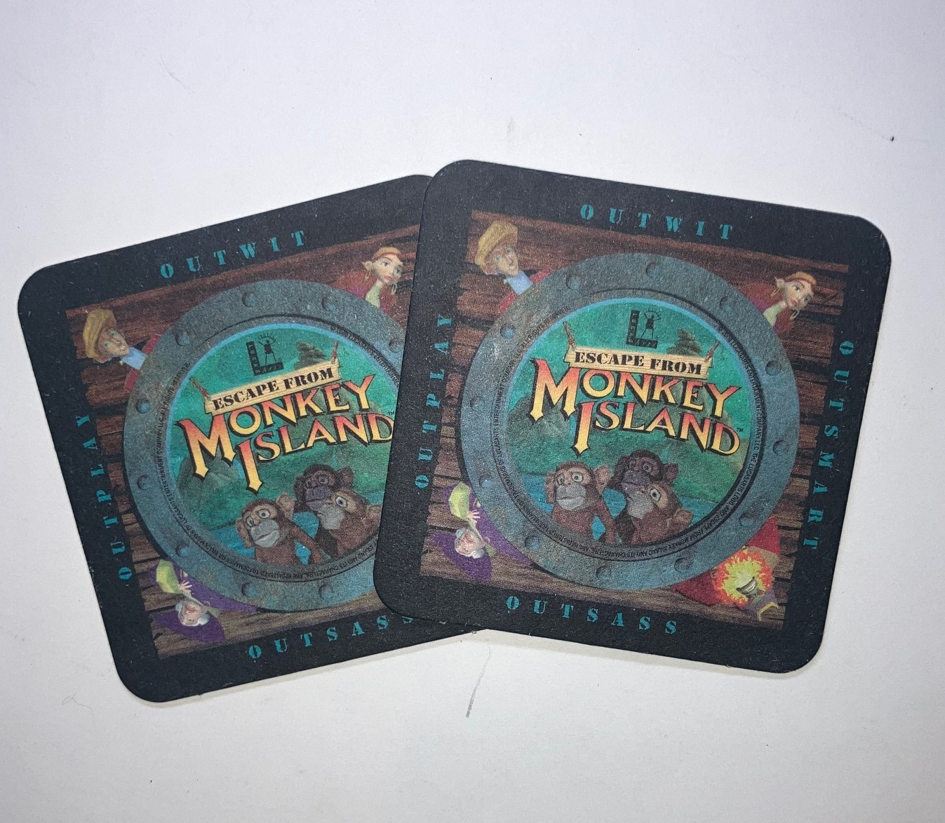Escape from Monkey Island - pair of original promotional coaster- Lucas Arts
