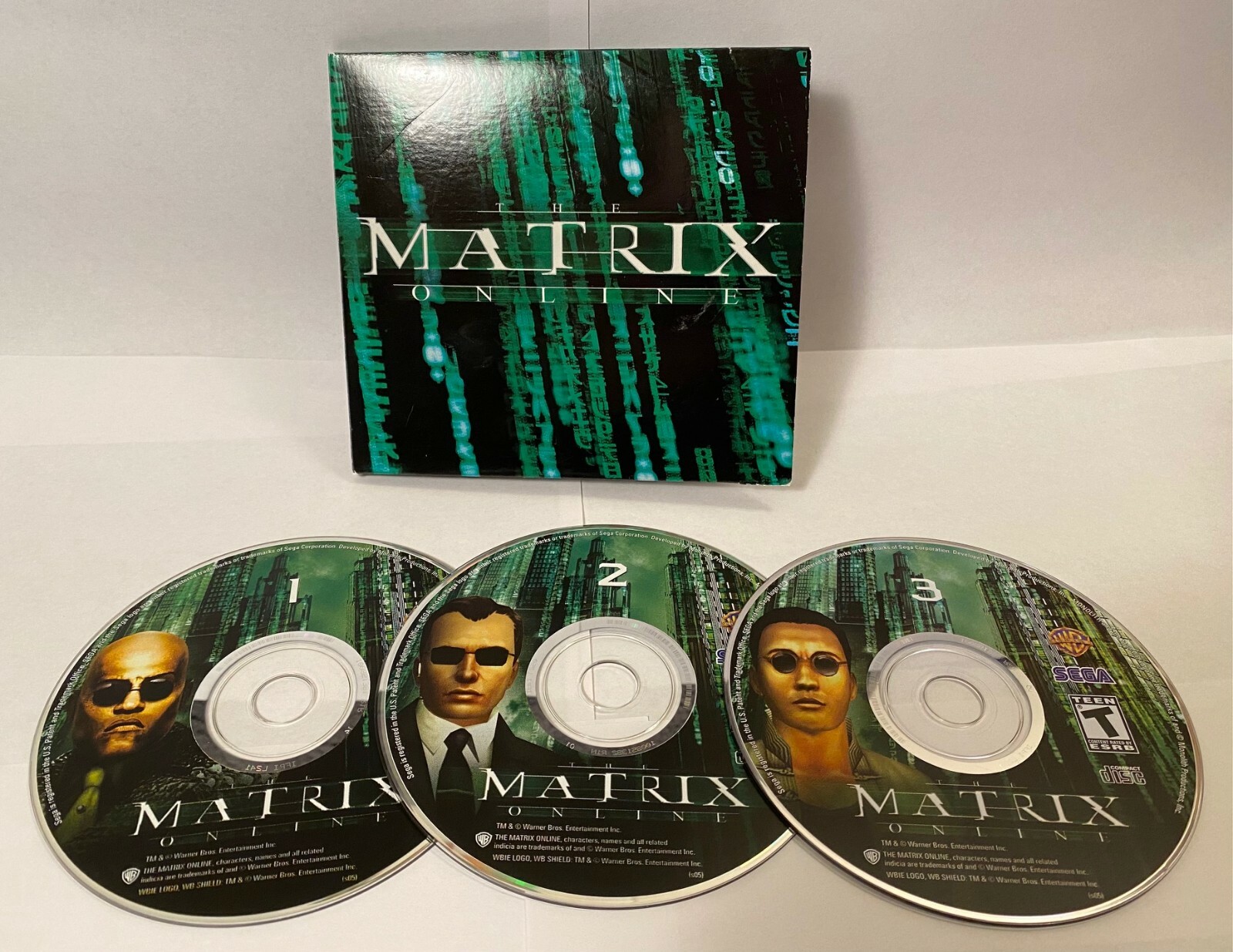 The Matrix Online (PC, 2005) Sega Warner Brothers 3 Disc With Slip Cover