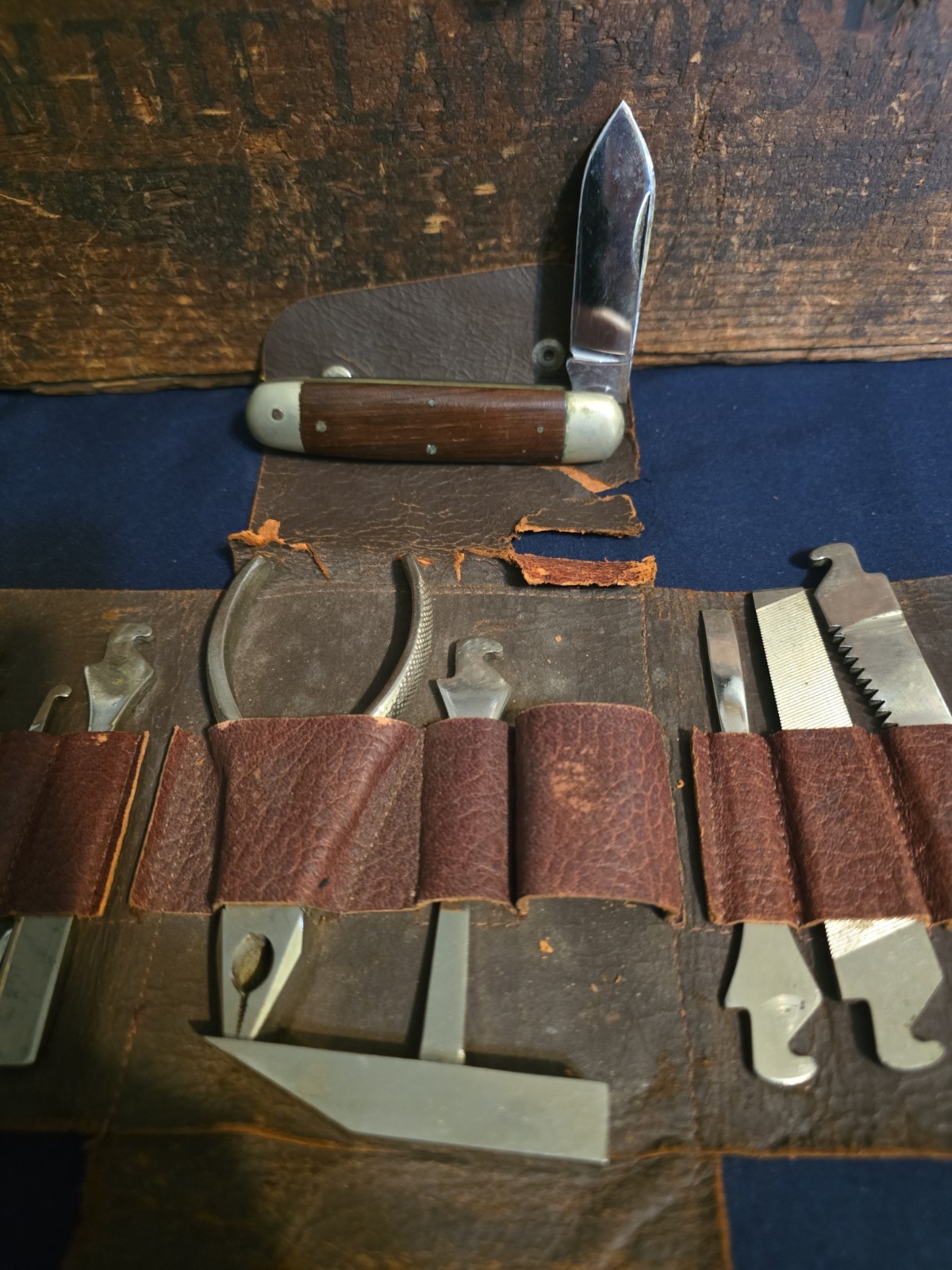 Vintage Pocket Knife Tool Kit With Leather Carry Case 1920s 