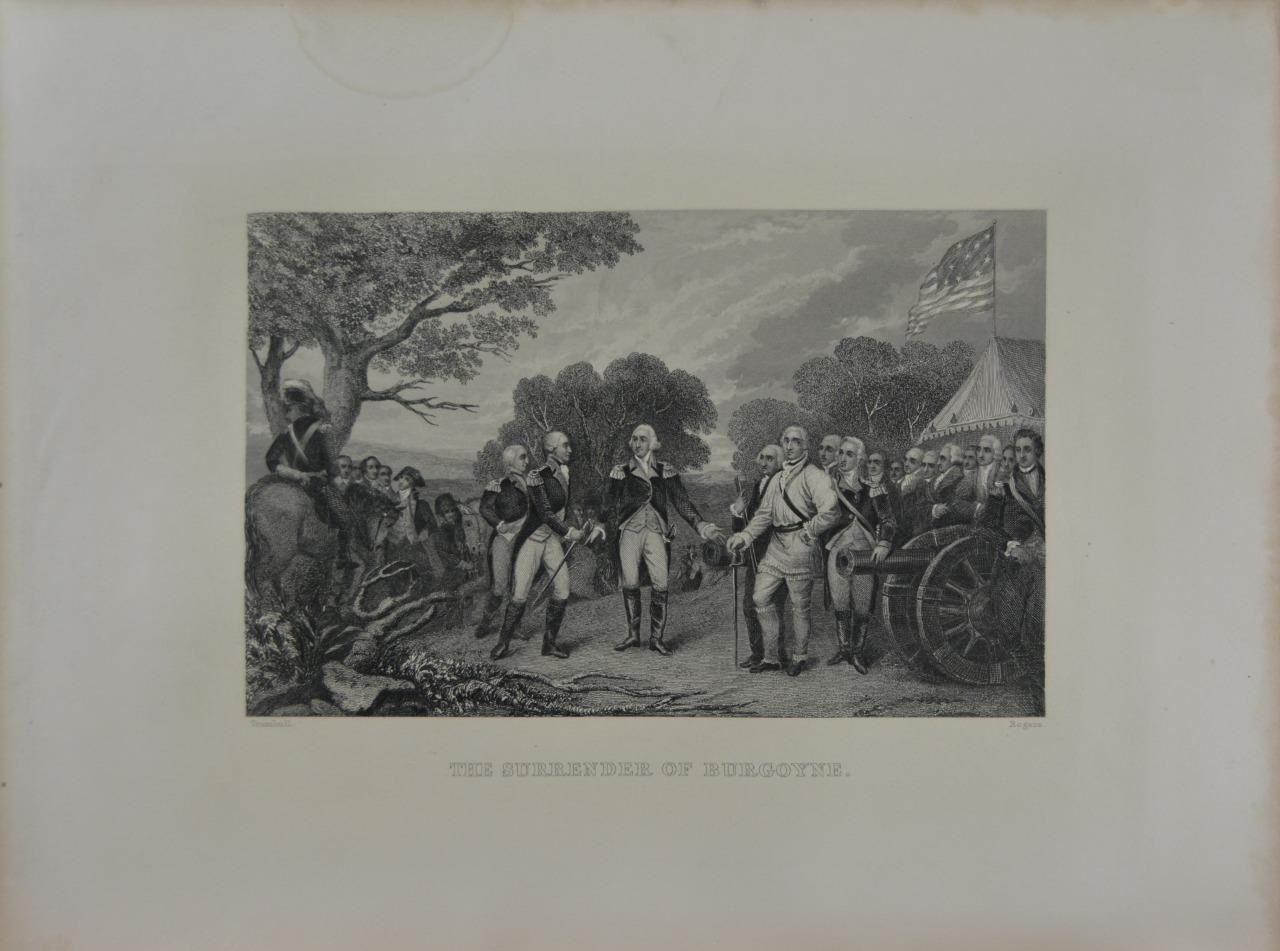 Antique Revolutionary War Surrender of Burgoyne 1878 Original Engraving Art