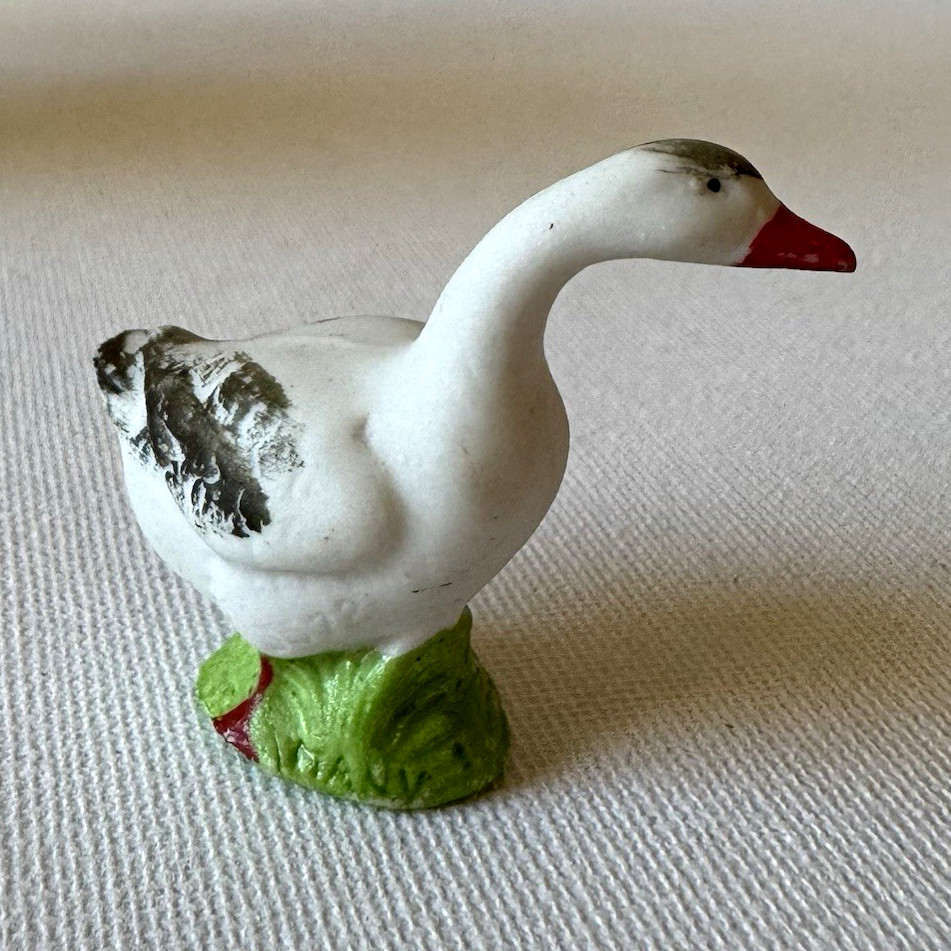Antique Vintage German Bisque Porcelain Miniature Goose Figurine Germany 6522