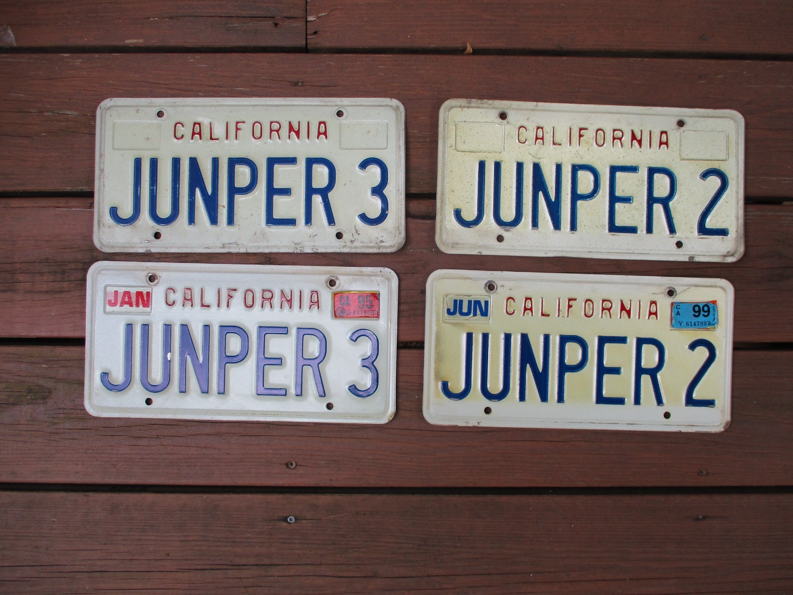 Vintage 1980's/90's California Vanity License Plates Pairs (2) JUNPER 2/3