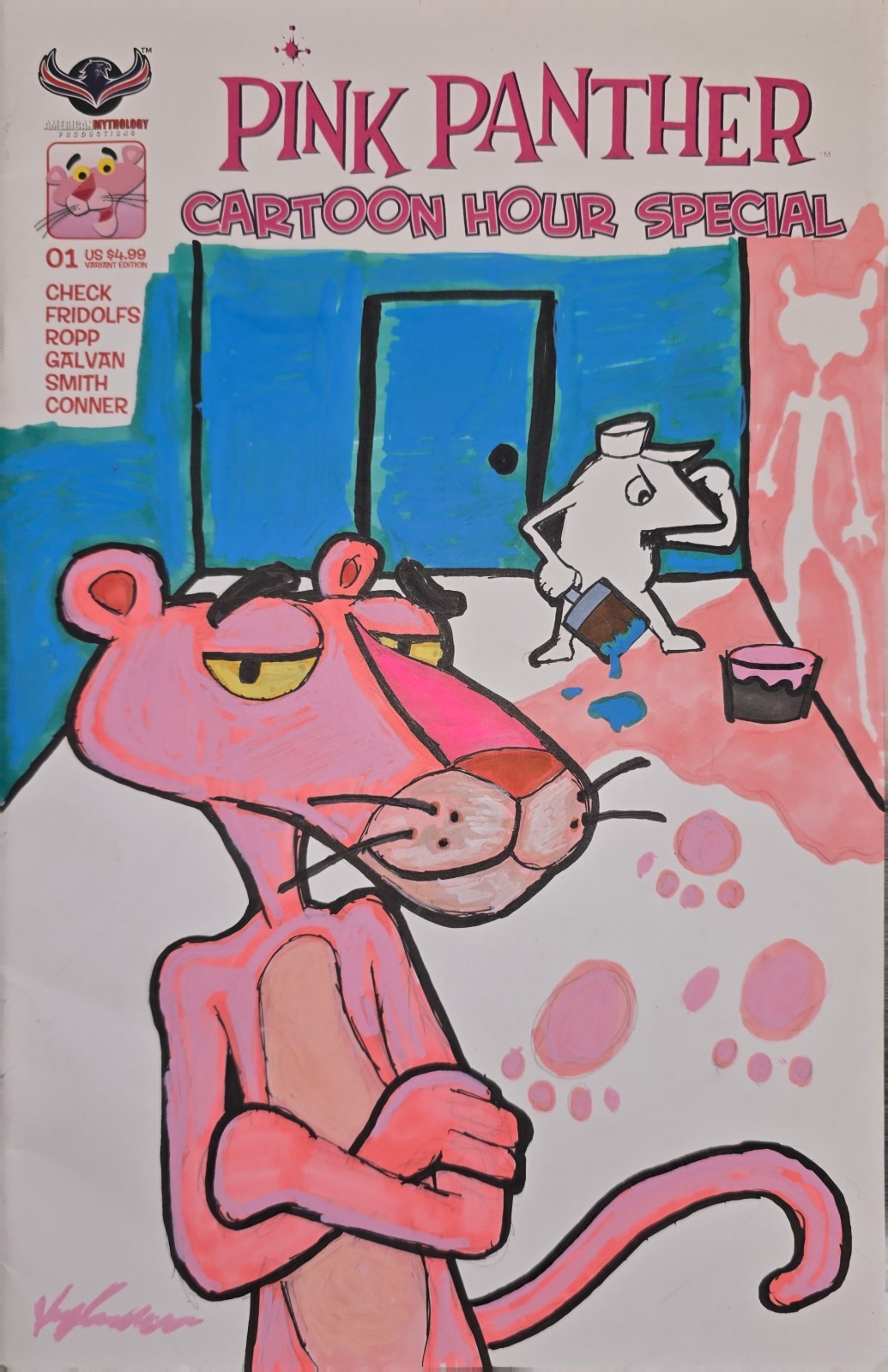 Pink Panther Cartoon Hour Special #1 Original Hand Drawn Sketch Cover Art Signed
