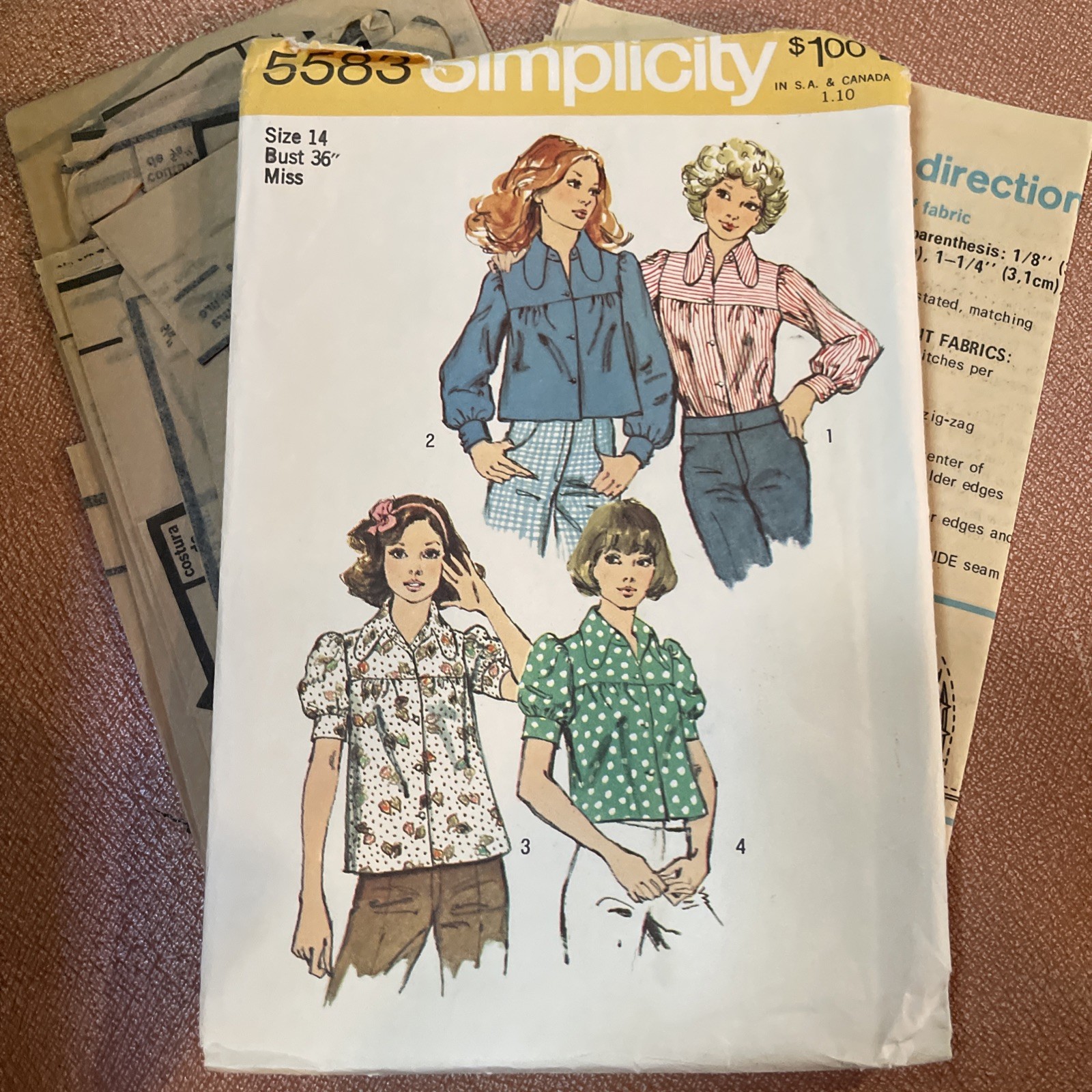 Simplicity 5583 Misses’ Smock Blouse in 2 Lengths Size 14 Bust 36