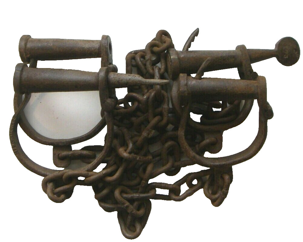 San Quentin Iron Prisoner Transfer Leg and Handcuffs and Keys Antique Finish  
