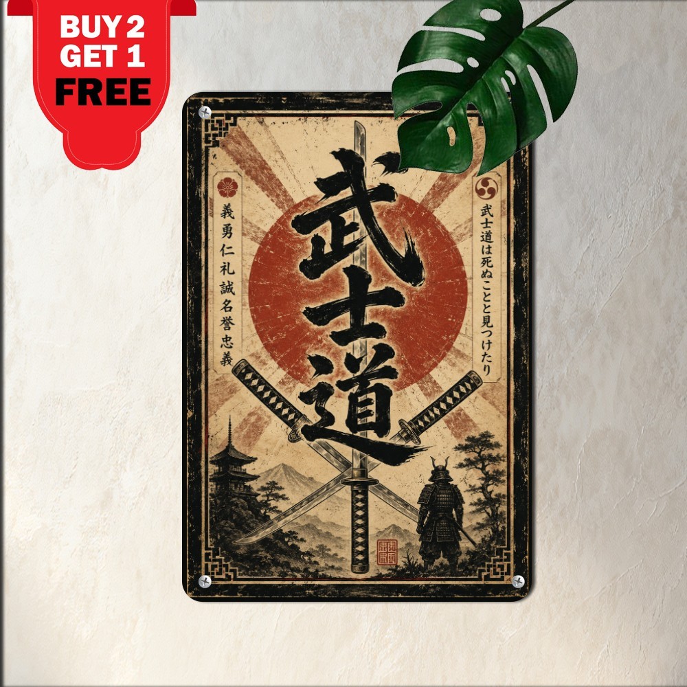 Way Of The Samurai Bushido Tin Sign Japanese Martial Arts Art Plaque 8x12