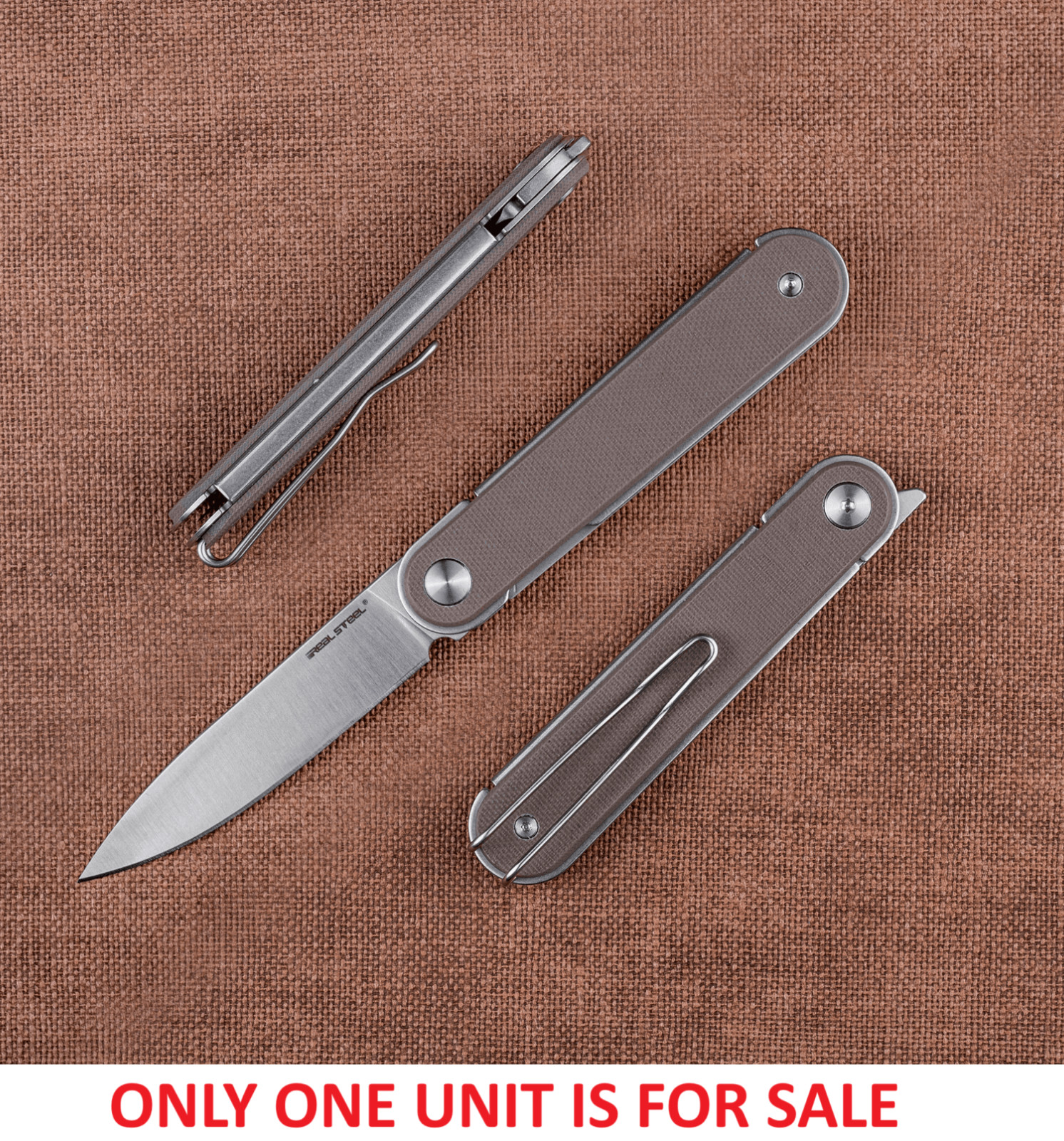 Real Steel Iris Folding Knife 3″ 12C27 Sandvik Steel Blade Brown G10 Handle