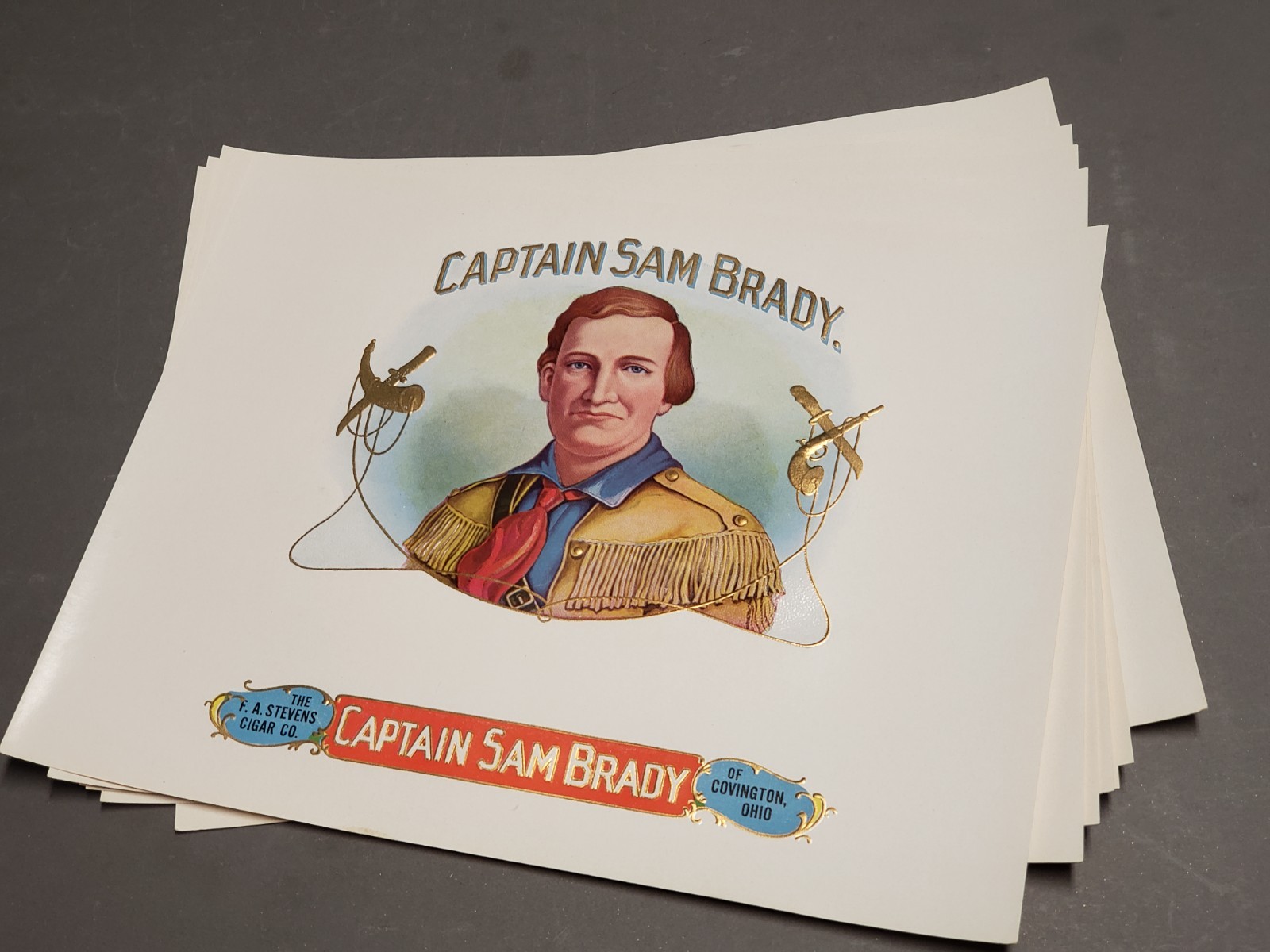 Vtg Lot of 10 Early 1900s Cigar Box Labels -CAPTAIN SAM BRADY - F.A. Stevens