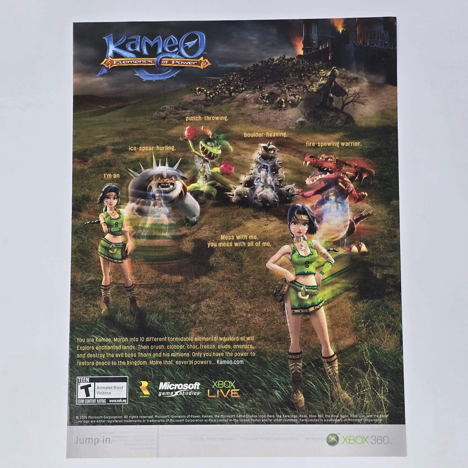 Kameo Elements of Power Microsoft Xbox 360 Morph Print Ad/Poster Promo Art