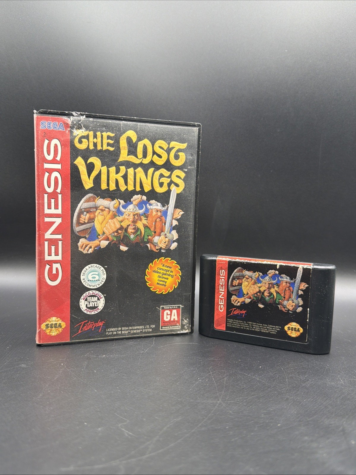 The Lost Vikings Sega Genesis •NO MANUAL• WORN CASE• Fast Shipping