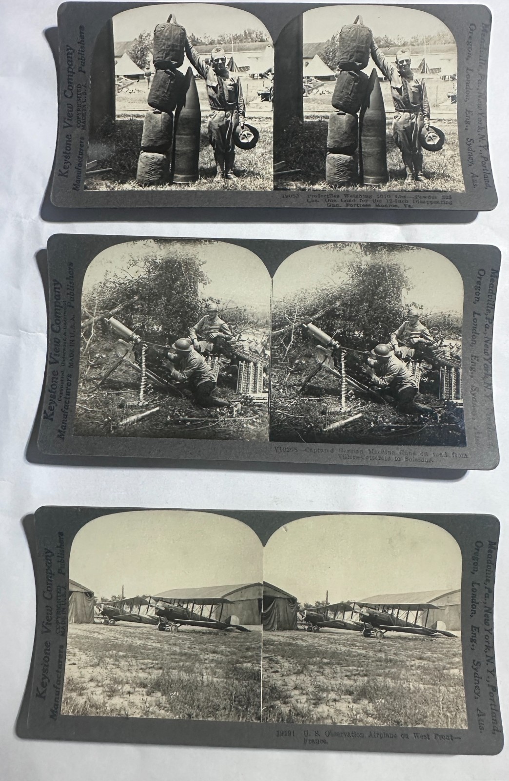 WW1 Stereoview 3 cards  Load 12