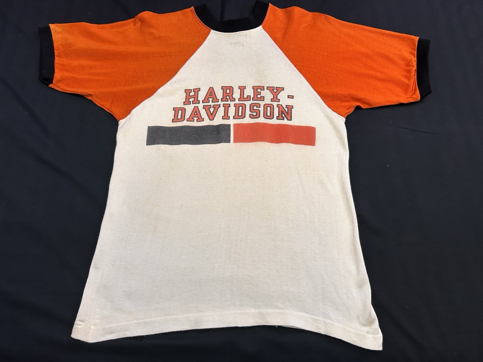 Vintage 70s Harley Davidson Champion Blue Bar Durene Jersey T-Shirt Sz S USA