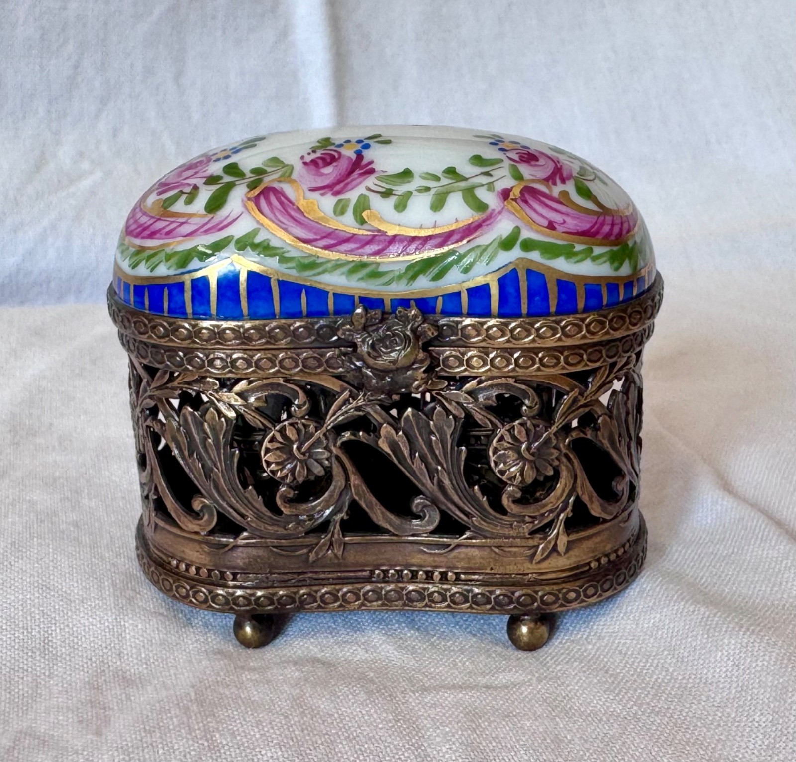 Chanille Limoges France Double Perfume Casket / Trinket Box