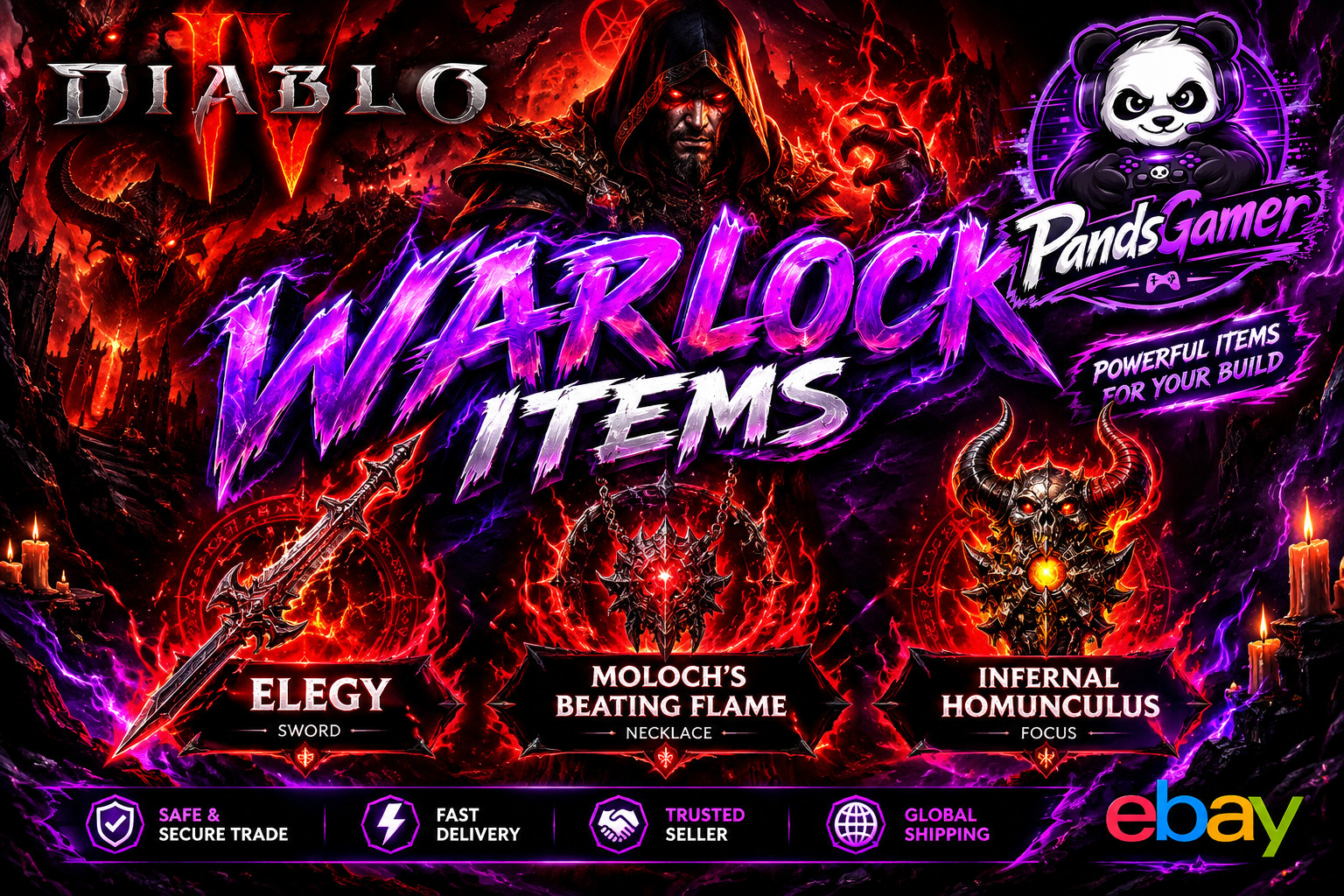 DIABLO 4 🔥WARLOCK UNIQUES🔥SEASON 15  1GA ITEMS UNIQUE D4🔥HELL’S LEGACY