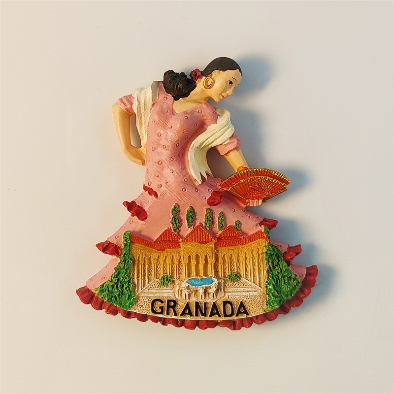 Spain Granada Alhambra Dancer Tourist  Souvenir 3D Resin IDEA Fridge Magnet Gift