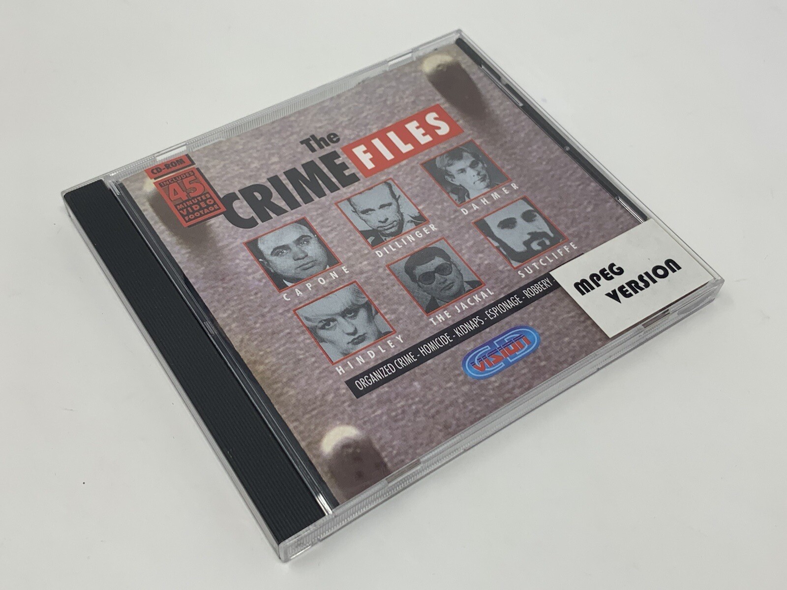 THE CRIME FILES CD-ROM - RARE - CAPONE - DAHMER - DILLINGER - MPEG