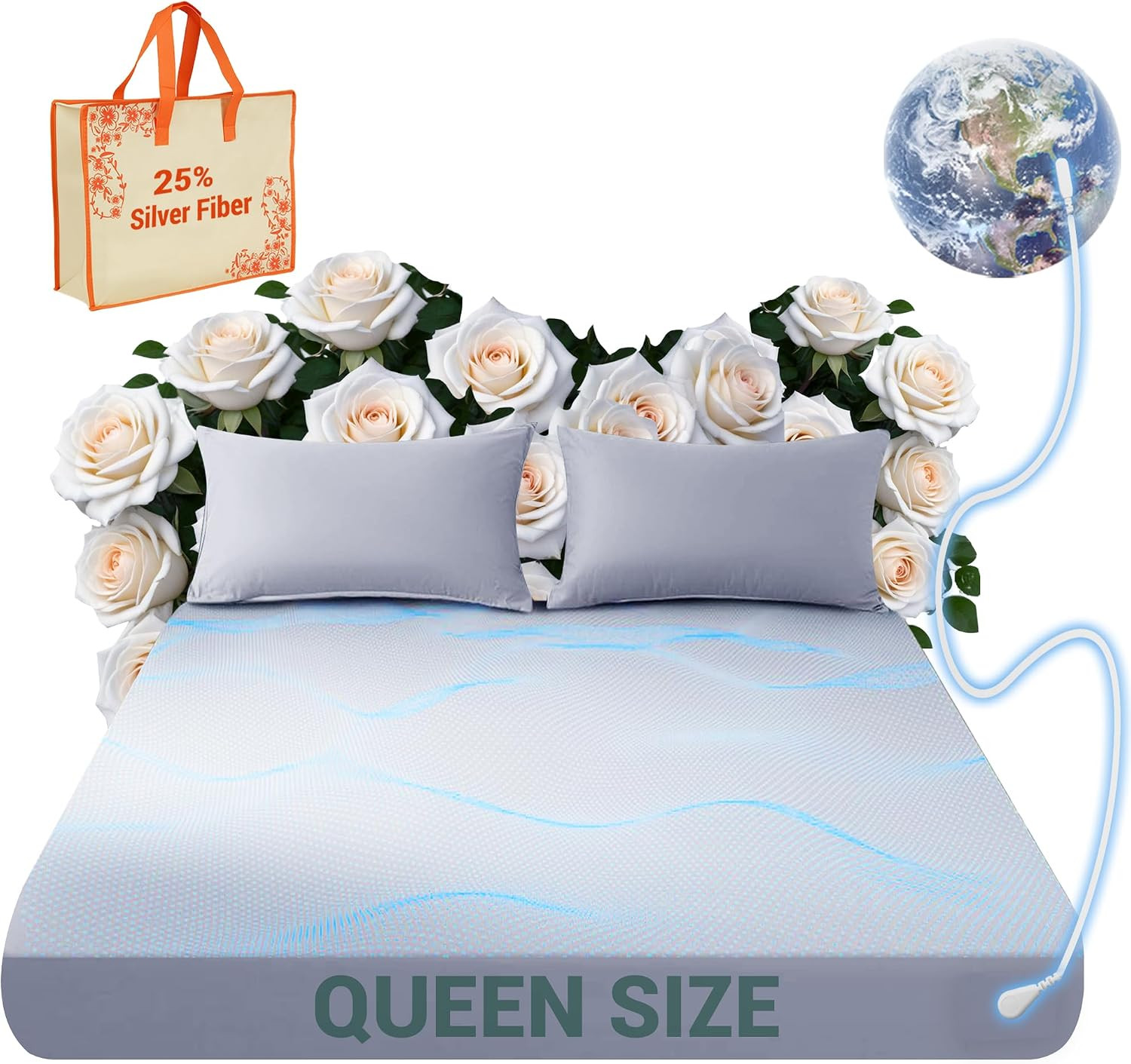 Grounding Sheets Queen,75% Organic Cotton + 25% Silver Fiber, Grounding Sheets C