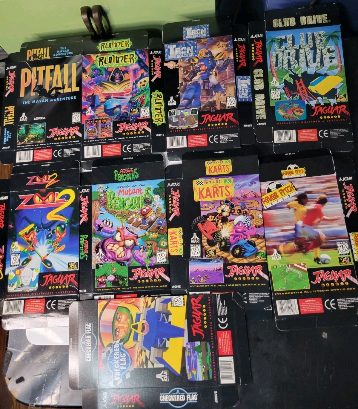 Atari Jaguar Box Only Lot (9) Pitfall Zool 2 Iron Soldier Mutant Penguins Ne 
