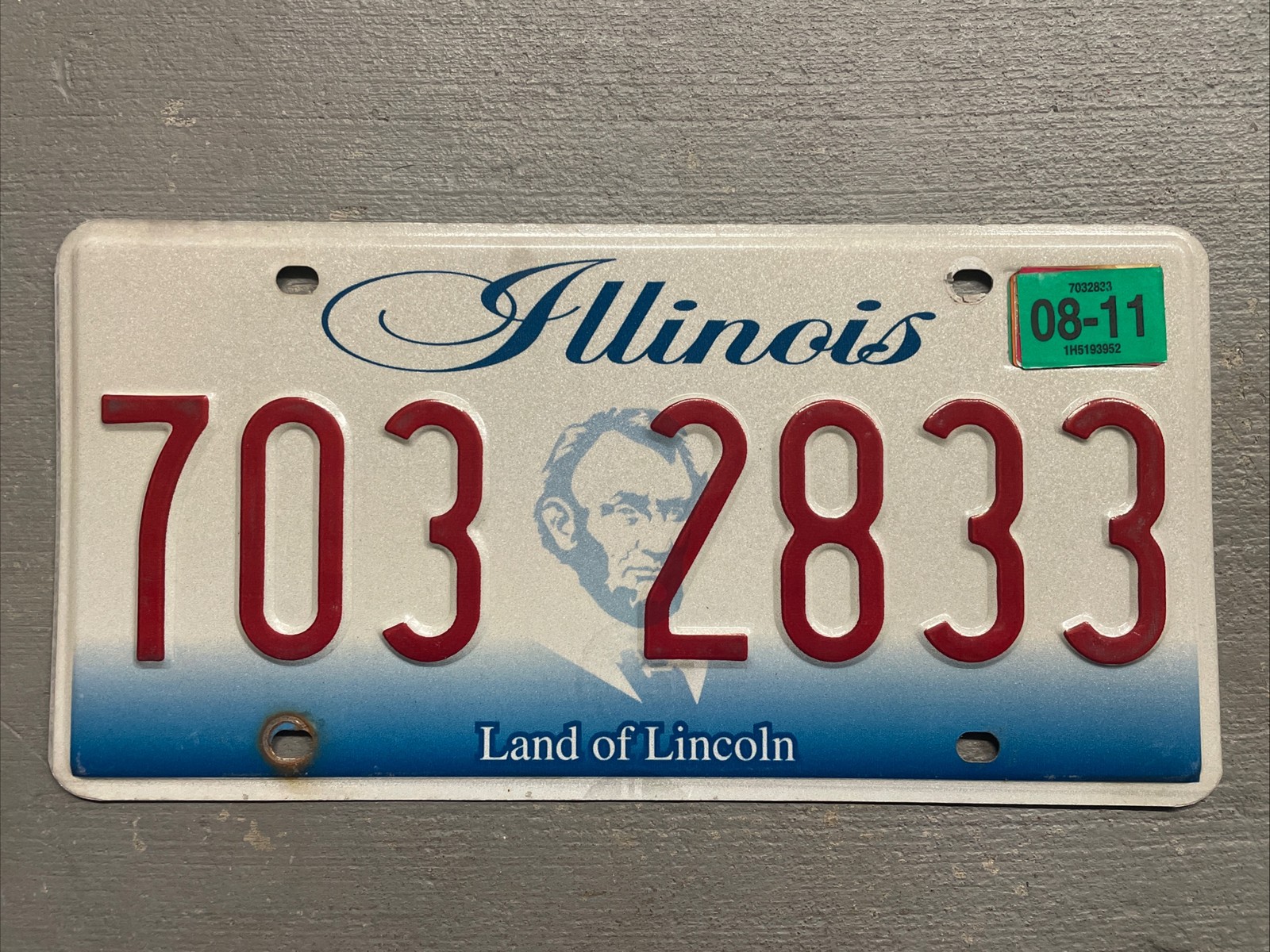 EXPIRED ILLINOIS LICENSE PLATE LAND OF LINCOLN RANDOM LETTERS/NUMBERS NICE
