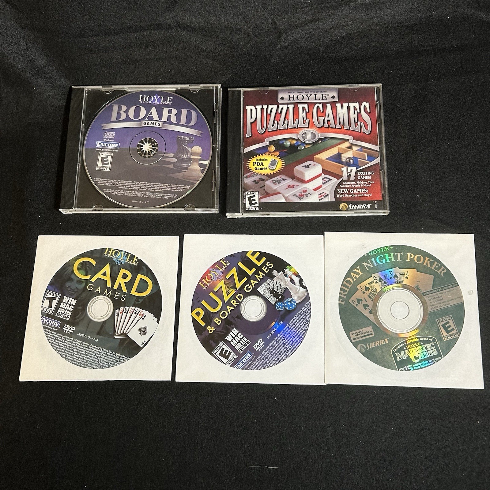 PC GAME LOT (5) Hoyle Games Board Puzzle Card Friday Night Poker