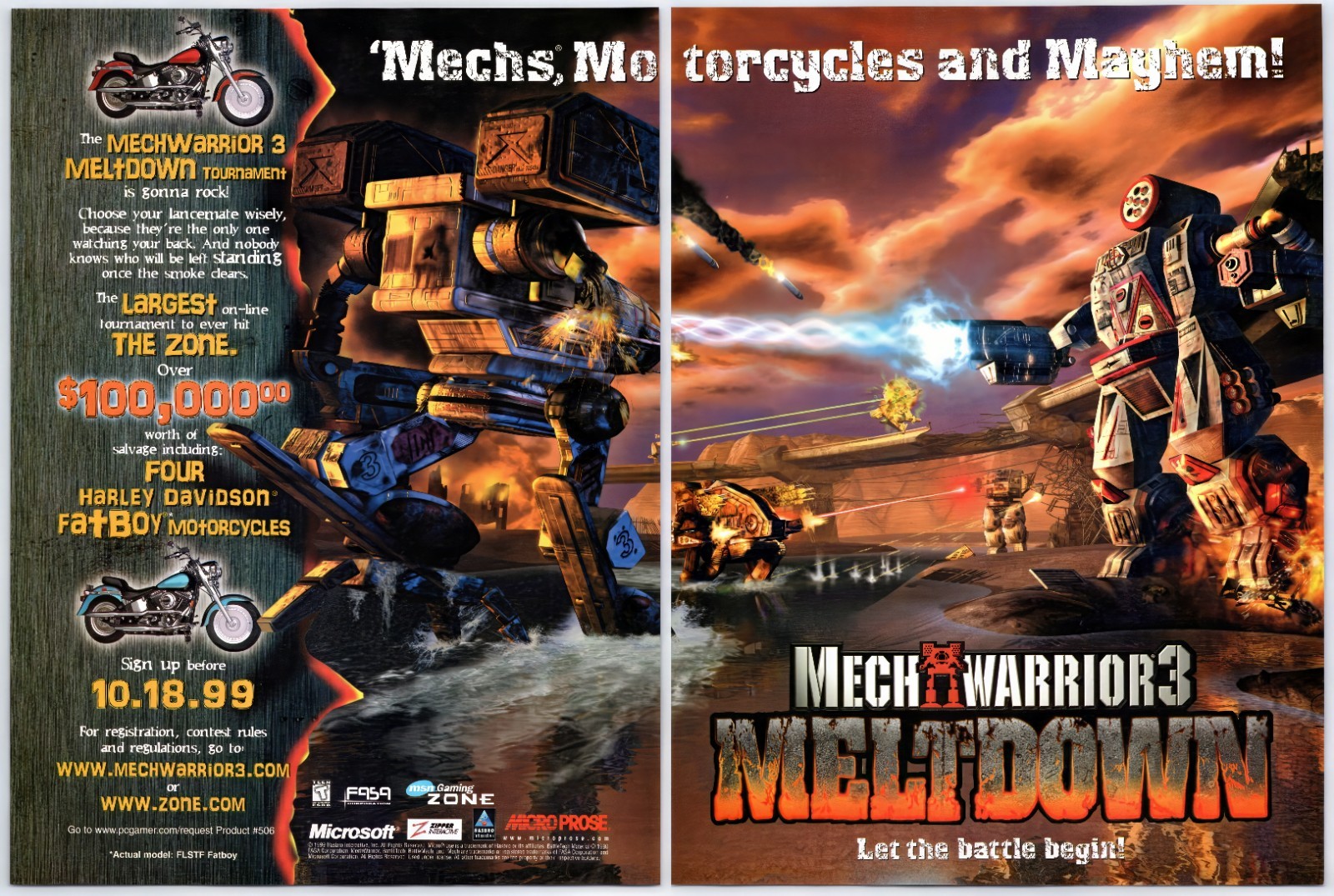 MechWarrior 3 Meltdown - PC Game - Vintage Original Print Ad/Poster Promo 1999