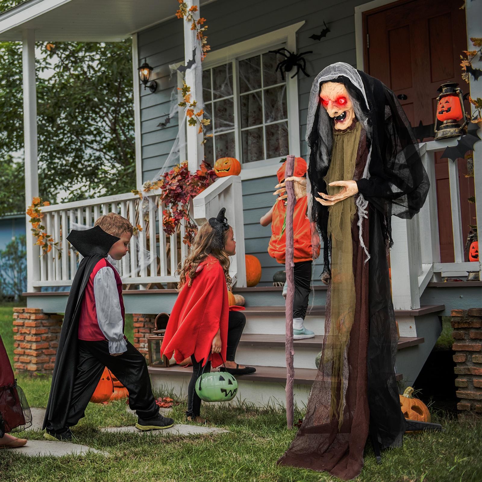 5 FT Halloween Animated Standing Witch Life Size Decoration w/ Posable Arms