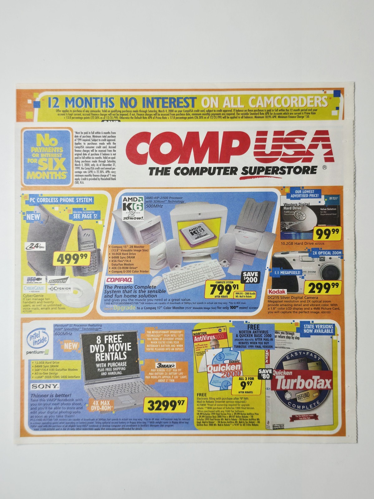 CompUSA March 2000 Computer Circular PlayStation Nintendo 64 Electronics