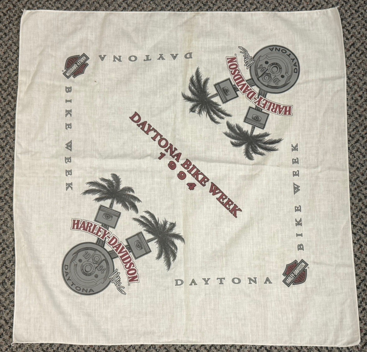 Vintage 1994 Harley Davidson Motorcycles Willie G Daytona Bike Week Bandana