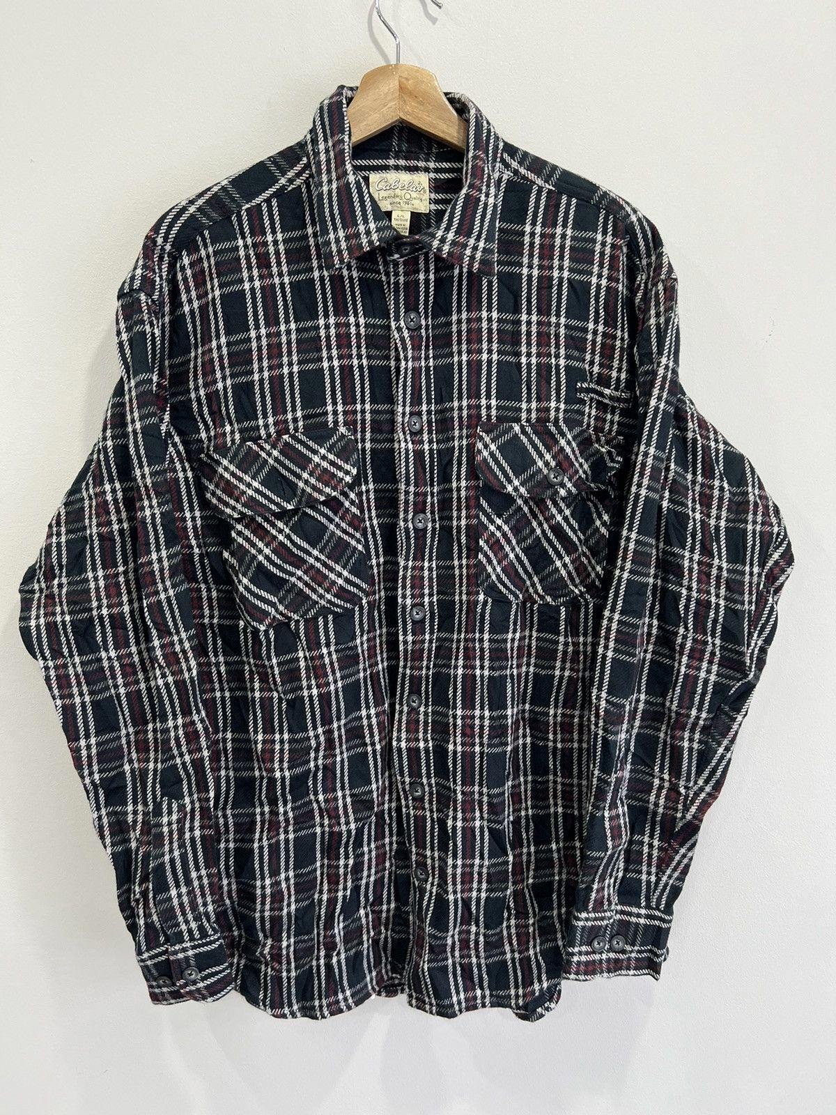 Mens Cabelas Plaid Button Up Shirt L tall
