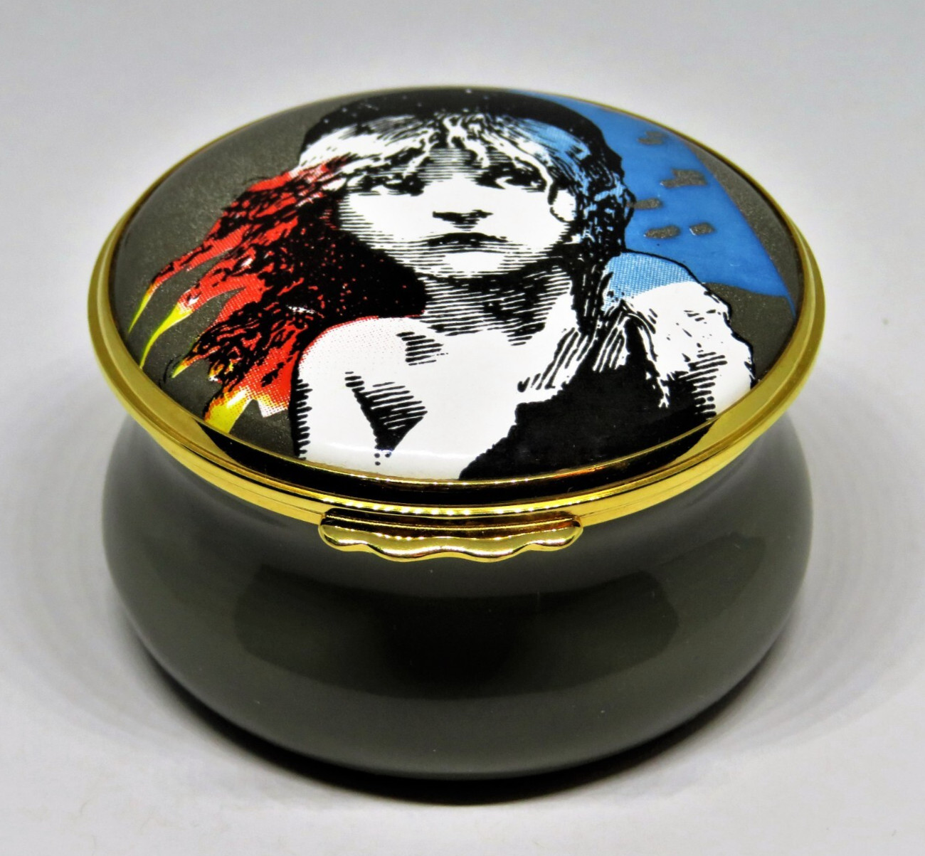 KINGSLEY/MOORCROFT ENAMEL BOX- LES MISERABLES - ANDREW LLOYD WEBBER MUSICAL SHOW