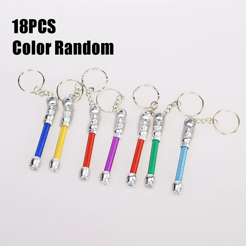 Bulk Pack of 18 Metal Keychain Pipes - Removable Keychain Pendant Pipe Durable