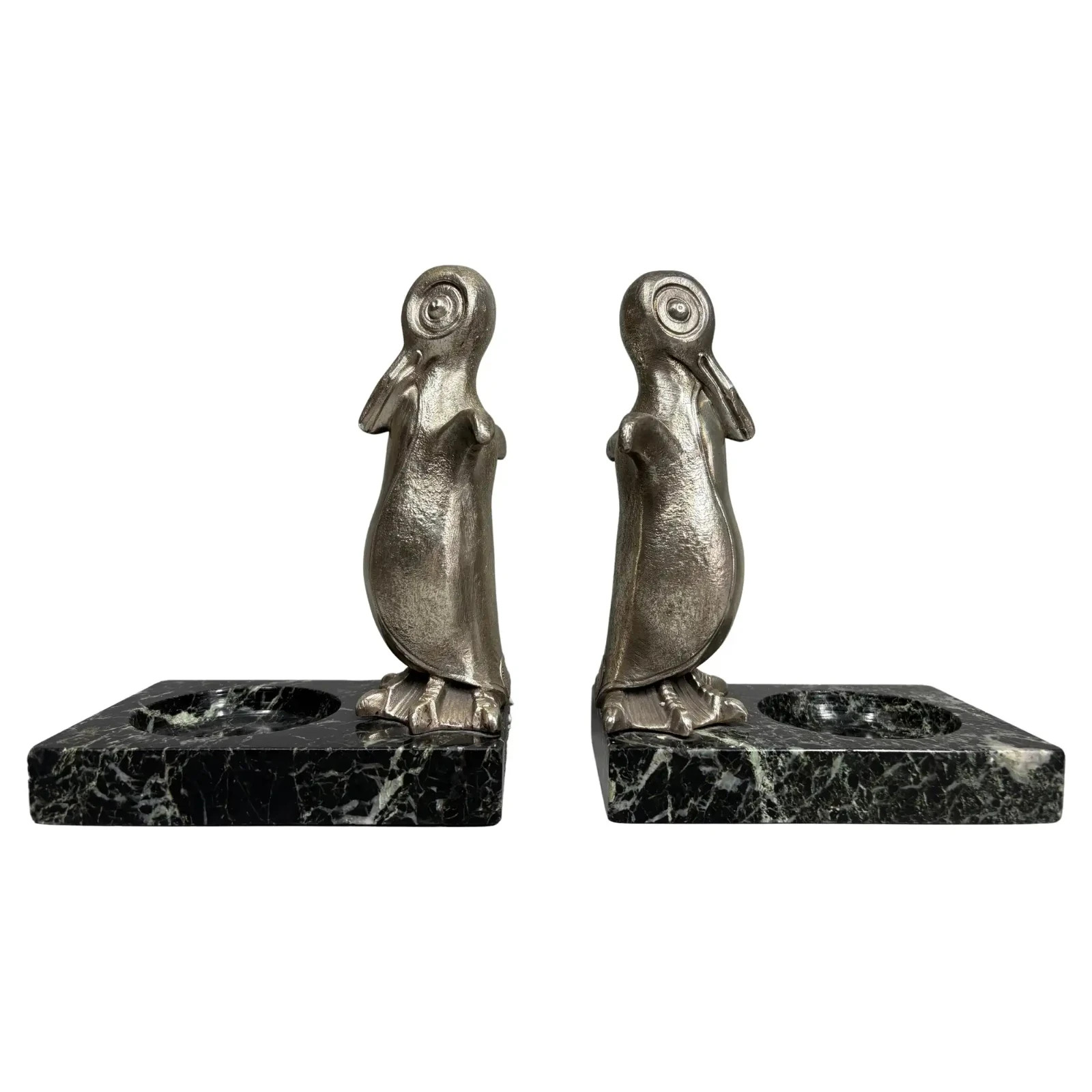 Rare pair of French Art Deco bookends featuring ‘Alfred the Penguin’, circa 1935
