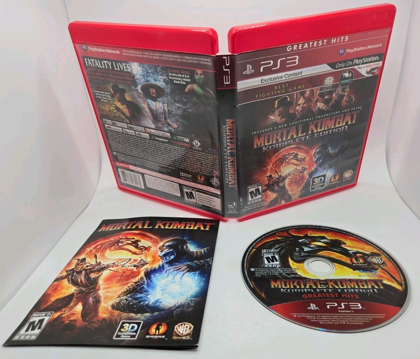 Mortal Kombat Komplete Edition PS3 PlayStation 3 Greatest Hits CIB - Nice Disc