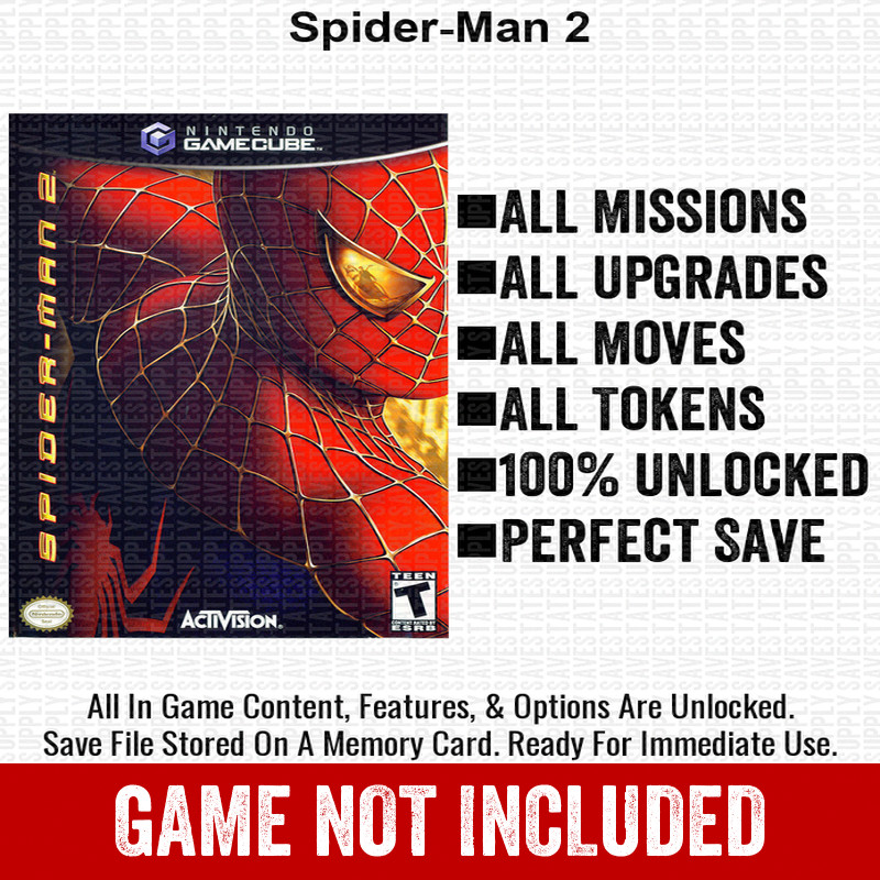 Spider-Man 2 100% Nintendo GameCube Memory Card Save CHEATS
