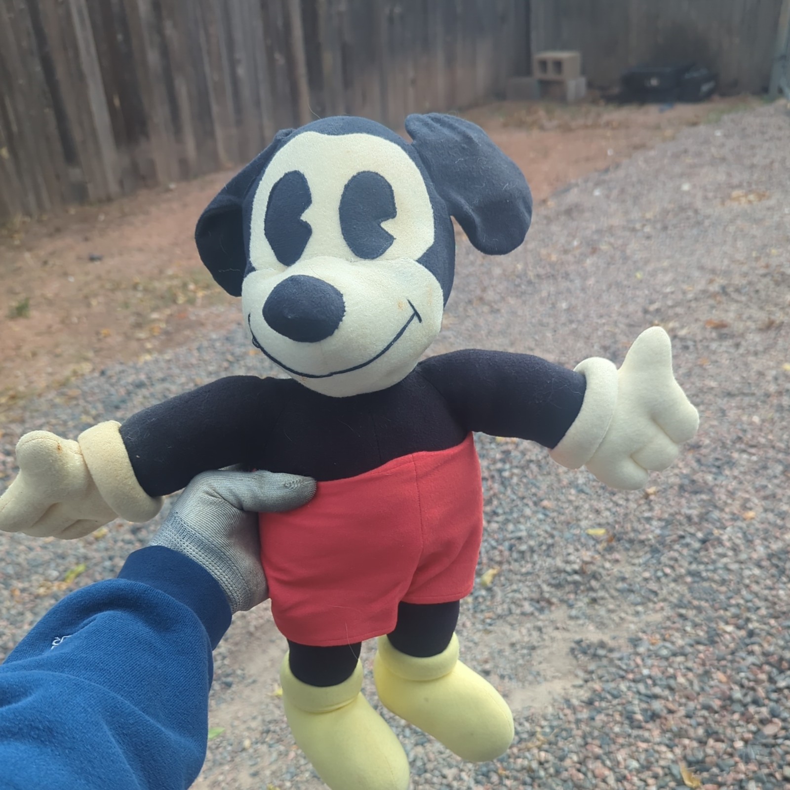 Vintage 1930s Mickey Mouse Fekt Plush Doll  Knickerbocker No Tags 