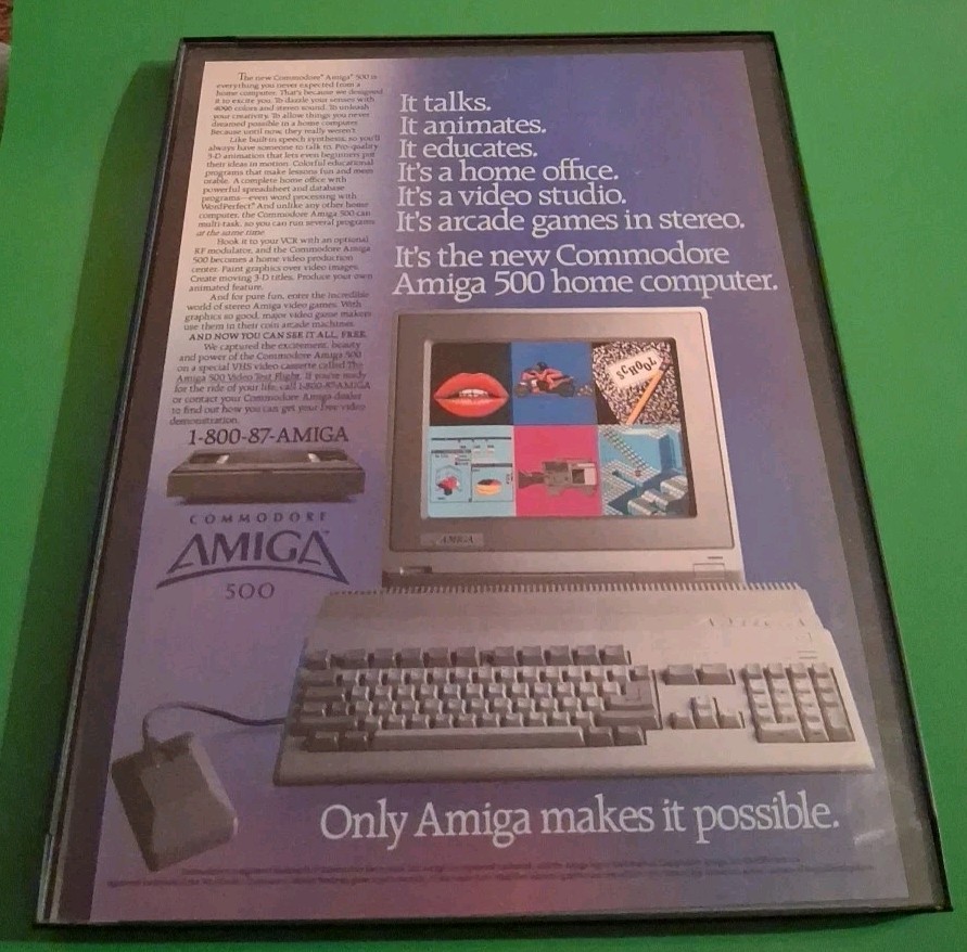 Amiga 500 Computer Framed Print Ad 1987 8.5x11 