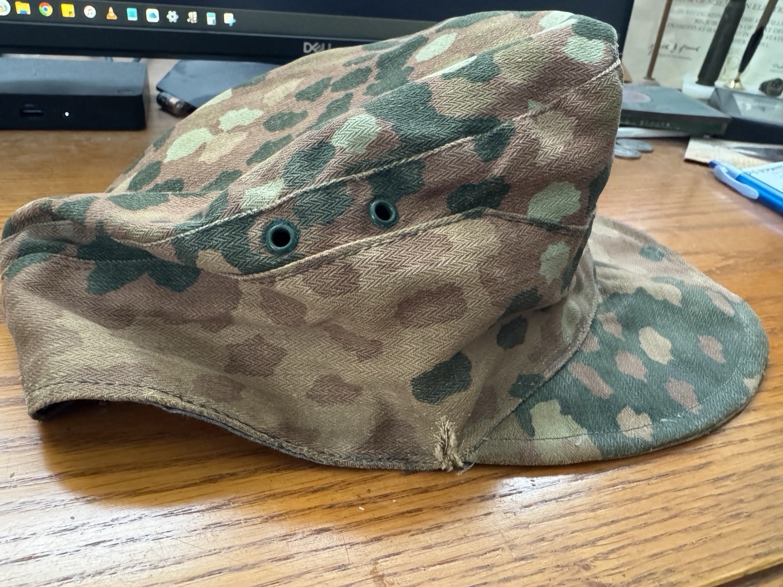 Original WWll WW2 waffen SS pea dot camo field cap theatre made RARE MUST SEE