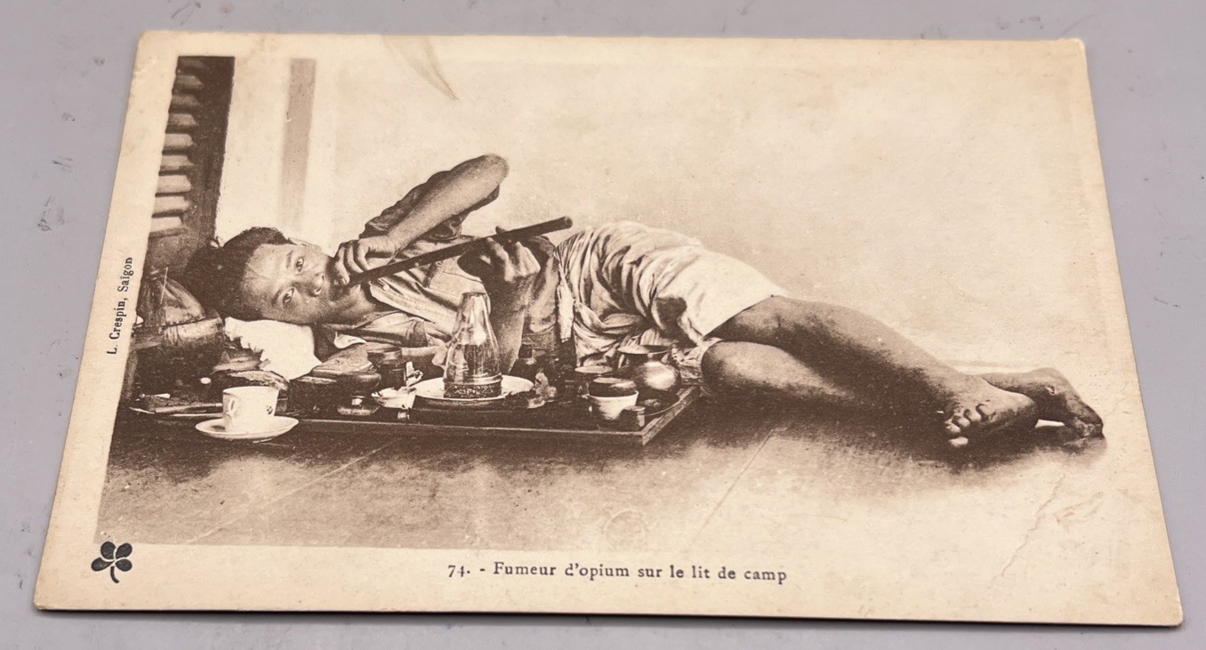 French Indochina Saigon Opium Smokers Post Card