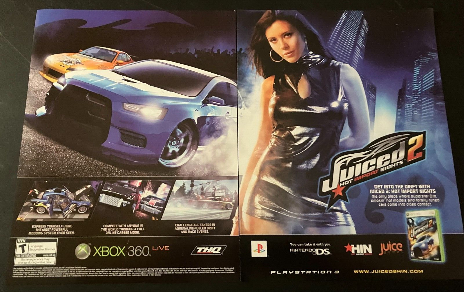 Juiced 2: Hot Import Nights - Vintage Street Racing Gaming Print Ad / Wall Art
